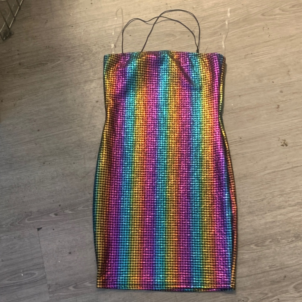 Black Bead Multicolor Sequin Dress